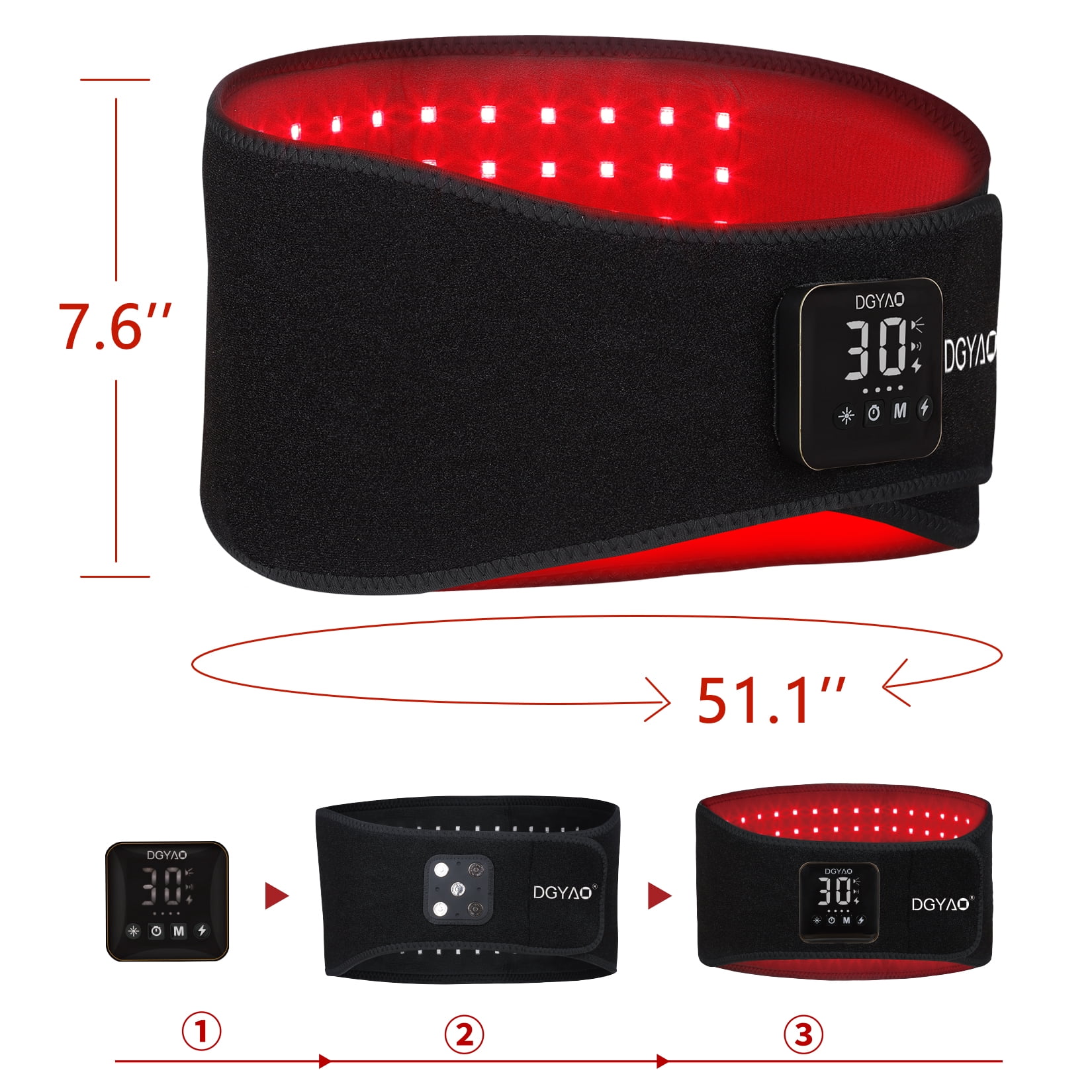 New Red Light Heating Waist Belt - Body and Muscle Relaxation Large Pad Home Use