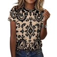 thumbnail image 3 of Paisley T Shirts Basic T-Shirt Short Sleeve Ladies Tee Shirt Summer Graphic Clothing, 3 of 5