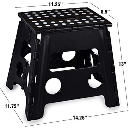 Folding Step Stool, 13 Inch - The Anti-Skid Step Stool is Sturdy to Support Adults and Safe Enough for Kids. Opens Easy with One Flip. Great for Kitchen, Bathroom, Bedroom, Kids or Adults. (Black)
