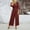 Brown, variant on Women'S 3/4 Sleeve Jumpsuits Rsquare Neck Dressy Rompers Lace-Up High Waist Straight Casual Leg Bodysuits Beige M
