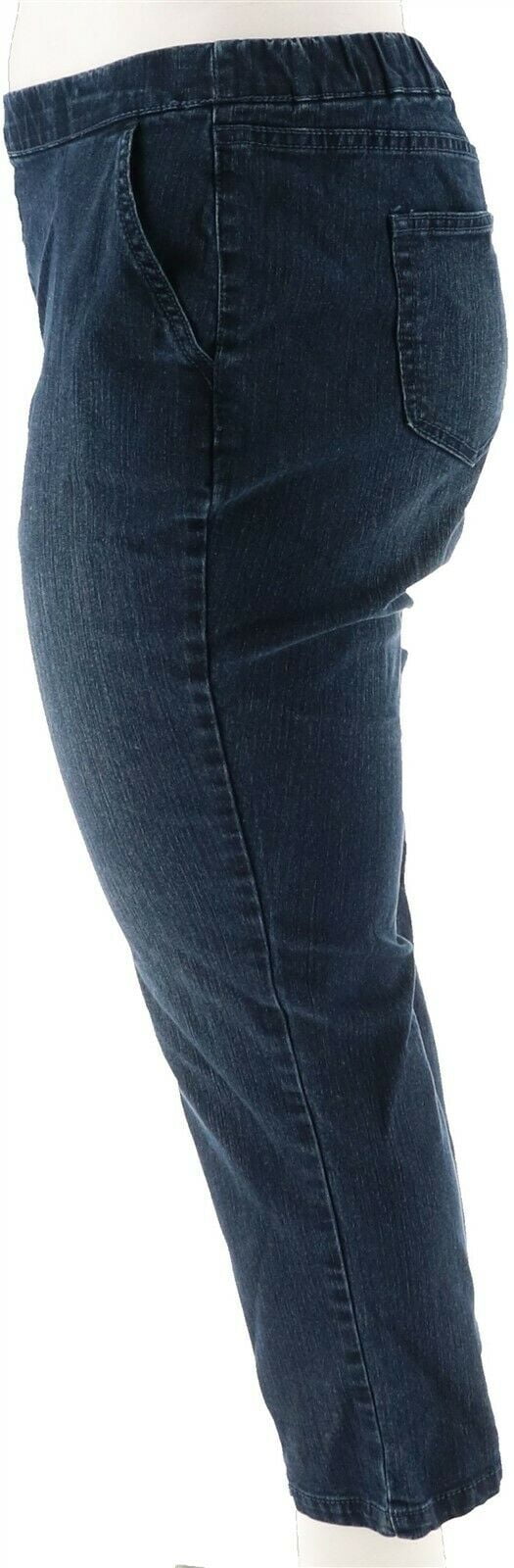 Denim & Co Modern Pull-on Straight Leg Jeans Medium Indigo PXS NEW A299330