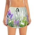 thumbnail image 4 of Lsque Purple Butterfly On Wild Printed Women's Running Shorts with Liner Pockets,Elastic Quick Dry Workout Athletic Gym Yoga Shorts,Womens High Waist Shorts-, 4 of 9