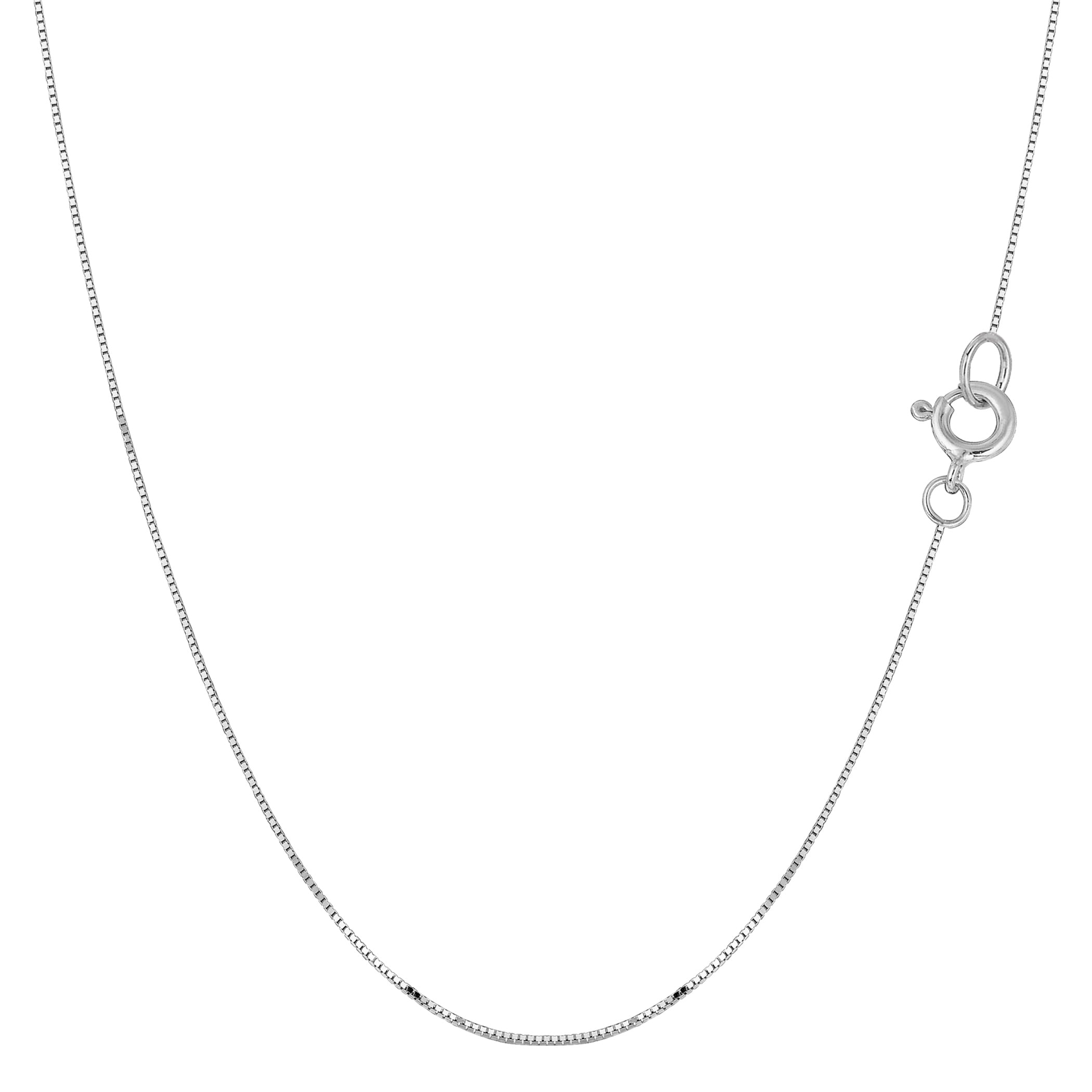10k White Solid Gold Mirror Box Chain Necklace, 0.45mm, 20