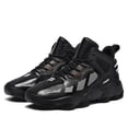 thumbnail image 2 of Men's Mid Top Basketball Court Athletic Sneakers, Mixed Material Upper Lace‑Up Closure Round Toe Non‑Slip Rubber Outsole Supportive Footwear For Sports Training And Daily Wear, 2 of 7