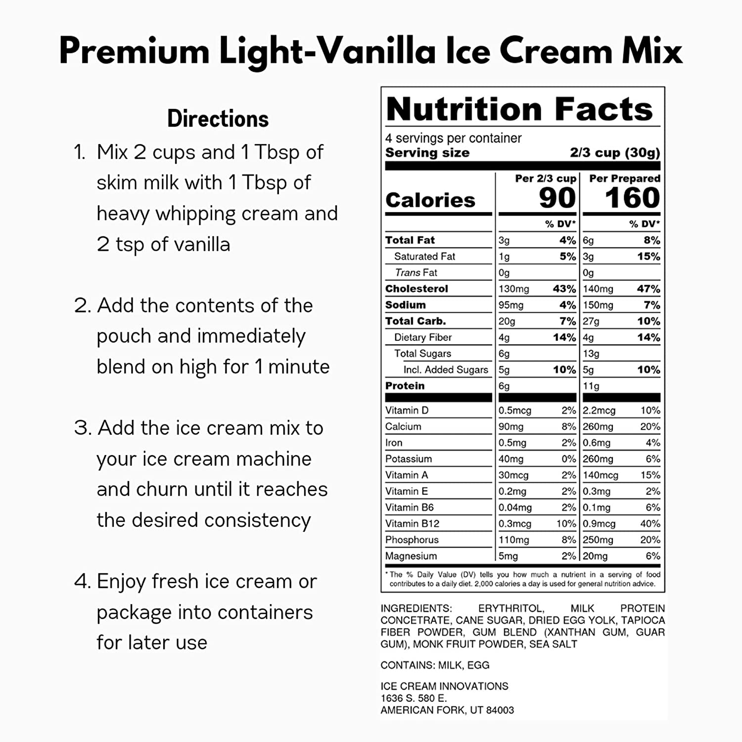 Buy Ice Cream Innovations Low Fat Light Vanilla Homemade Ice Cream Mix
