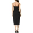 thumbnail image 3 of INSPIRE CHIC Spaghetti Straps Dress for Women's Sleeveless Ruched Twist Front Pencil Dresses XS Black, 3 of 6