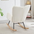 thumbnail image 4 of Ergonomic Teddy Fabric Rocking Chair 300lbs Heavy Duty Metal Frame Upholstered Glider Chair Soft Padded Leisure Accent Chair For Living Room Bedroom（Ivory）, 4 of 12