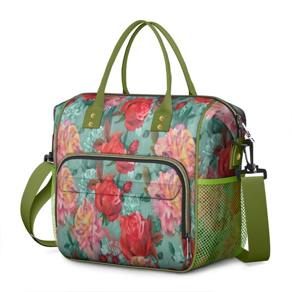 Pioneer Flower Floral Print Pattern Womens Lunch Box for Work,Insulated Large Lunch Bag for Tween and Teen,Loncheras Para Mujer,Leakproof Adult Lunch Bag for Work,Beach,Travel,Picnic,Camping