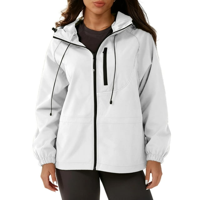 RXMEKW Womens Spring Jacket, Reflective Striped Skiwear Jacket with Windproof and Water-Repellent Properties