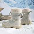 thumbnail image 4 of Mepaouo Women's Winter Boots Mid Calf Warm Fleece Lined Waterproof Lace up Snow Booties(Beige,8.5), 4 of 9