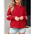 thumbnail image 3 of CURBODO Women's Striped Varsity Sweatshirt Oversized Long Sleeve Crewneck Pullover Fall Casual Tops, 3 of 6