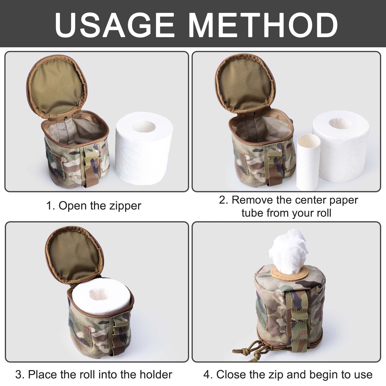 JELLOO Tactical Toilet Paper Holder - Waterproof & Foldable Storage Case for Camping, Hiking, Travel, Home