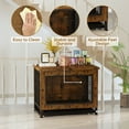 thumbnail image 5 of AWQM Wooden Dog Crate Furniture with 3 Doors, Dog Crate End Table with Tray, Pet Dog Kennels Indoor for Small to Large Dog, 31.7" L x 21.7" W x 24.6" H, Brown, 5 of 11
