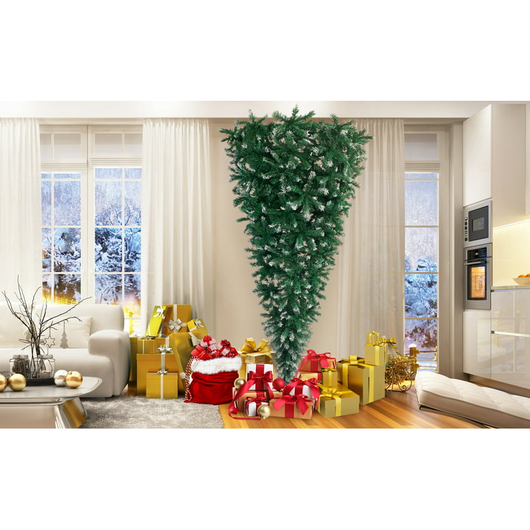 Upside Down Christmas Tree with Lights, Seizeen 7.4FT Green
