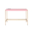 thumbnail image 4 of Hassch Modern Small Writing Desk Computer Table with Built-in USB Port & Plug Gold Frame Dressing Table, Pink, 4 of 6