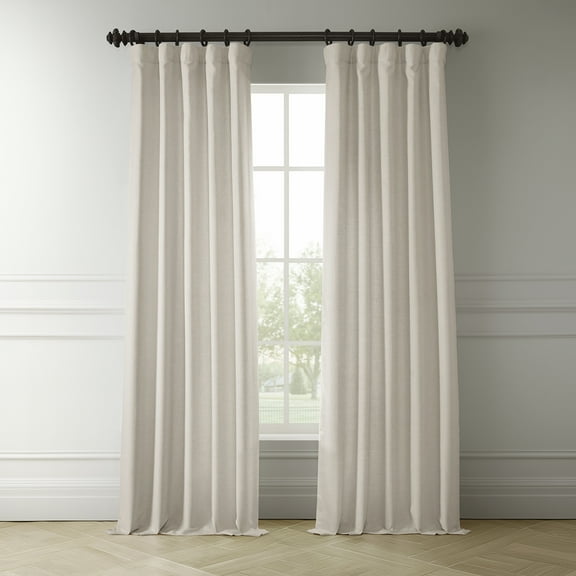 Half Price Drapes Parchment Cream Faux Linen Room Darkening Curtains for Bedroom(1 Panel),50W X 84L