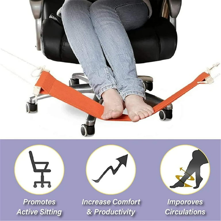 Sunsunrise Under-Desk Foot Hammock Office Adjustable Home Office Study Footrest Desk Swing, Size: 65, Black