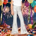 thumbnail image 2 of Wuxian Girls Sweatpants Glitter Sequin Pants Sparkly Shiny Flared Trousers Stage Performance Yoga Belly Dance Tights Casual Soft Dailywear,Silver,13-14 Years, 2 of 3