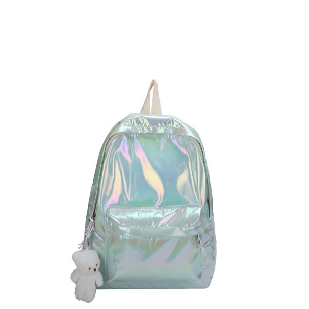 Mochila de estudiante de viajero simple de moda de tela laminada para mujer (verde)