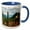 Blue/White, variant on 3drose, Alaska, Denali National Park. Fall Landscape with Pines and Peaks., 15oz Mug
