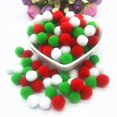 thumbnail image 3 of Bolas de piel de pompón blanco, verde y rojo, Pompones suaves artesanales, adornos de bolas de Navidad, pegamento en accesorios de tela de 8mm a 30mm, 3 of 4