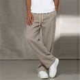 thumbnail image 6 of SAWOBUUN Men's Cotton Pants Relaxed Fit Casual Summer Pants Drawstring Elastic Waist Trousers, 6 of 9