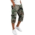 thumbnail image 2 of HKYNLAG Mens Long Cargo Shorts Below Knee Casual Elastic Waist Work Capri Pants Camouflage Summer Hiking Camping Stretch Cropped Pants with Multi Pockets Light Green 2XL, 2 of 4