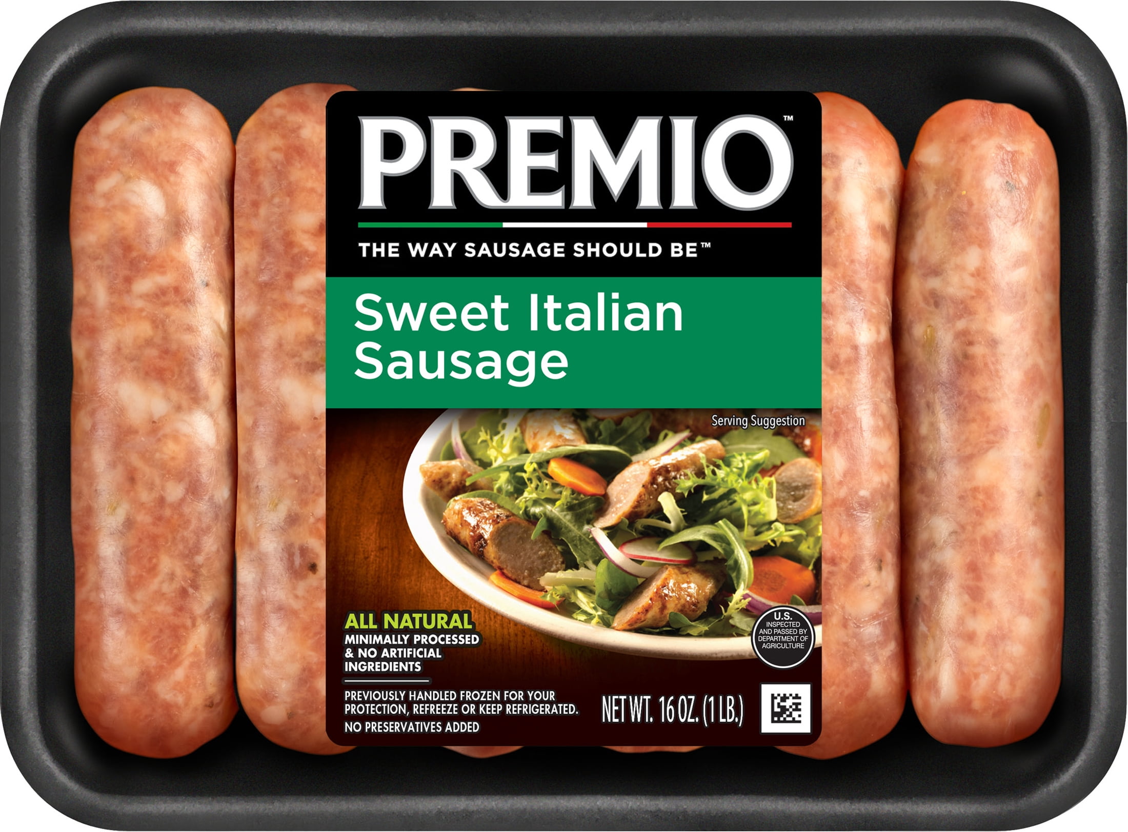 Premio Sweet Italian Pork Sausage Links, 16 oz, 6 Count Refrigerated