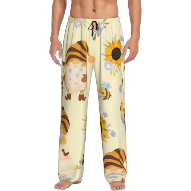 Balery Watercolor Bee Honey Honeycomb Bee Pantalones de pijama para hombre, pijama ultraligero, pantalón de descanso-Large
