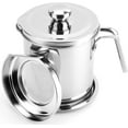 thumbnail image 1 of Bacon Grease Container with Strainer, 2 L/2.1 Quart Stainless Steel Oil Strainer Pot Grease Can with Dust-Proof Lid, Easy Grip Handle and Tray for Bacon Fat, Kitchen Cooking or Frying Oil -, 1 of 8