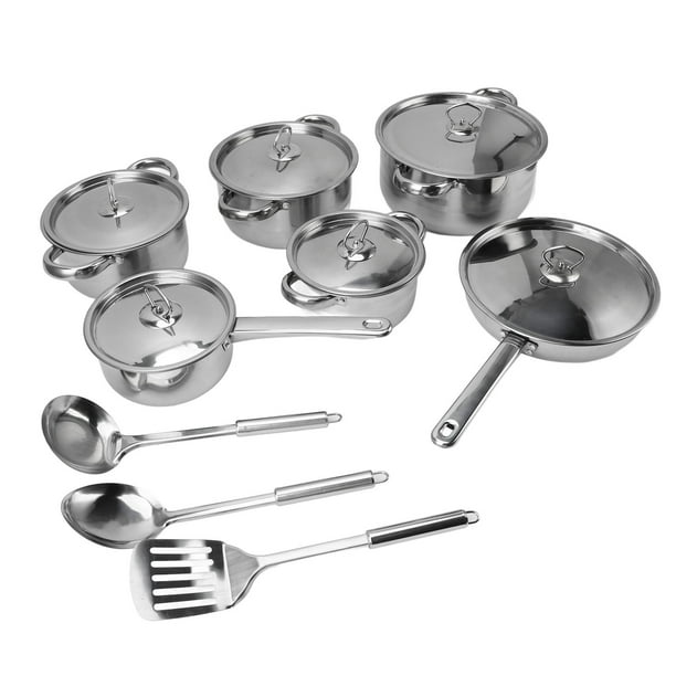 Juego De Ollas Y Sartenes De Acero Inoxidable, Juego De Utensilios De Cocina De Fondo Compuesto Multiusos A Prueba De Herrumbre Para El Hogar