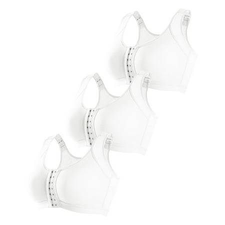 Pimfylm Bra Womens Front Close Bra Plus Size Unlined Bra for Women Underwear Easy Close(White M)