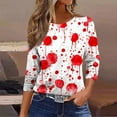 thumbnail image 5 of yoeyez Halloween Shirts for Women 3/4 Length Sleeve Women Shirt Vintage Cute Round Neck Casual Loose Tops Red,XXXL, 5 of 7