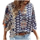 thumbnail image 2 of Pntutb Mujer Casual Bohemio Suelto Impreso Manga Corta Cuello en V Pullover Blusa tops Pntutb Pntutb-558, 2 of 9