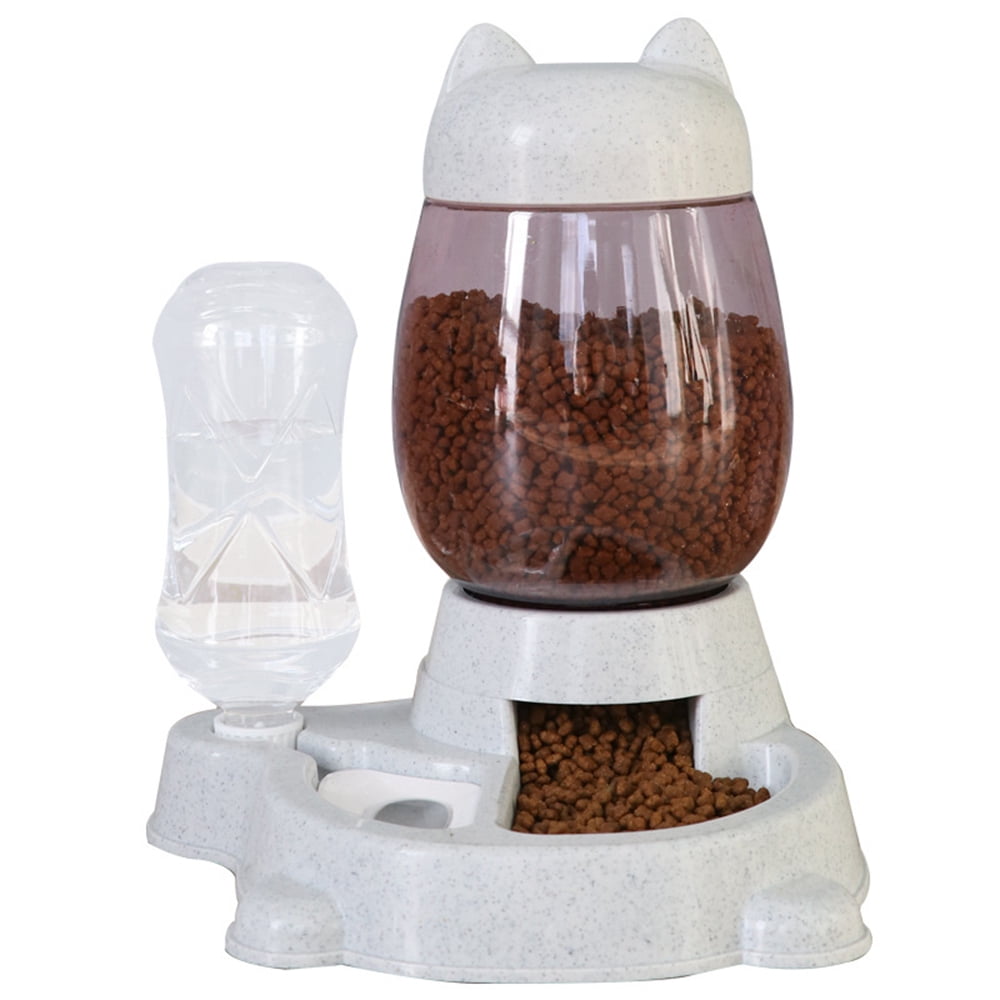 Birdsexy 2 in 1 Automatic Feeder Pet Stuff Dog Cat Drinking Bowl For Pets Water Drinking Feeder Storage Continuous Food Feeder for Pet Cat Dog - Gray