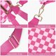 thumbnail image 4 of Bolso bandolera con estampado de cuadros de nylon color rojo rosado, 4 of 6