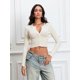 thumbnail image 5 of Cárdigan de punto acanalado Y2k para mujer, prendas de punto cortas con cuello redondo, Top corto de manga larga abotonada, camisetas de moda coreana, ropa de calle 2024, 5 of 5