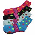 thumbnail image 3 of Glory Max Women's Assorted Colors Stars Design Cotton Crew Socks Size 9-11 6 Pairs, 3 of 3