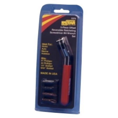 UPC: 0077769053707 | Lang Tools 5370 5 Piece Offset Ratcheting Screwdriver Bit Wrench Set