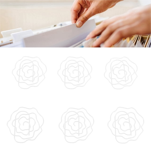50Pcs Rose Shaped Paper Clips, Cute Decorative Metal Paper Clips with Storage Box, for School Office