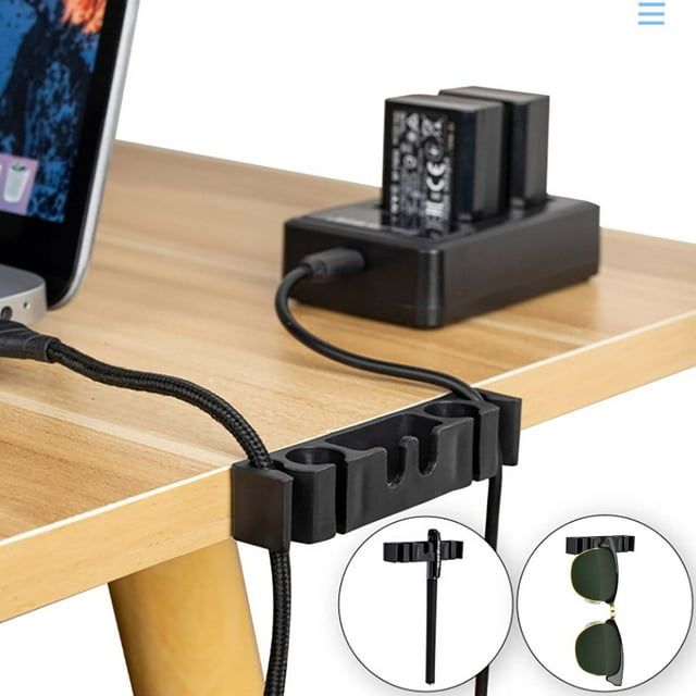 Abrazadera organizadora de cables autoadhesiva | Gestión de cables para cables de alimentación, teléfonos móviles, auriculares, GPS | Plástico ecológico suave | Cinta adhesiva doble cara | Uso en