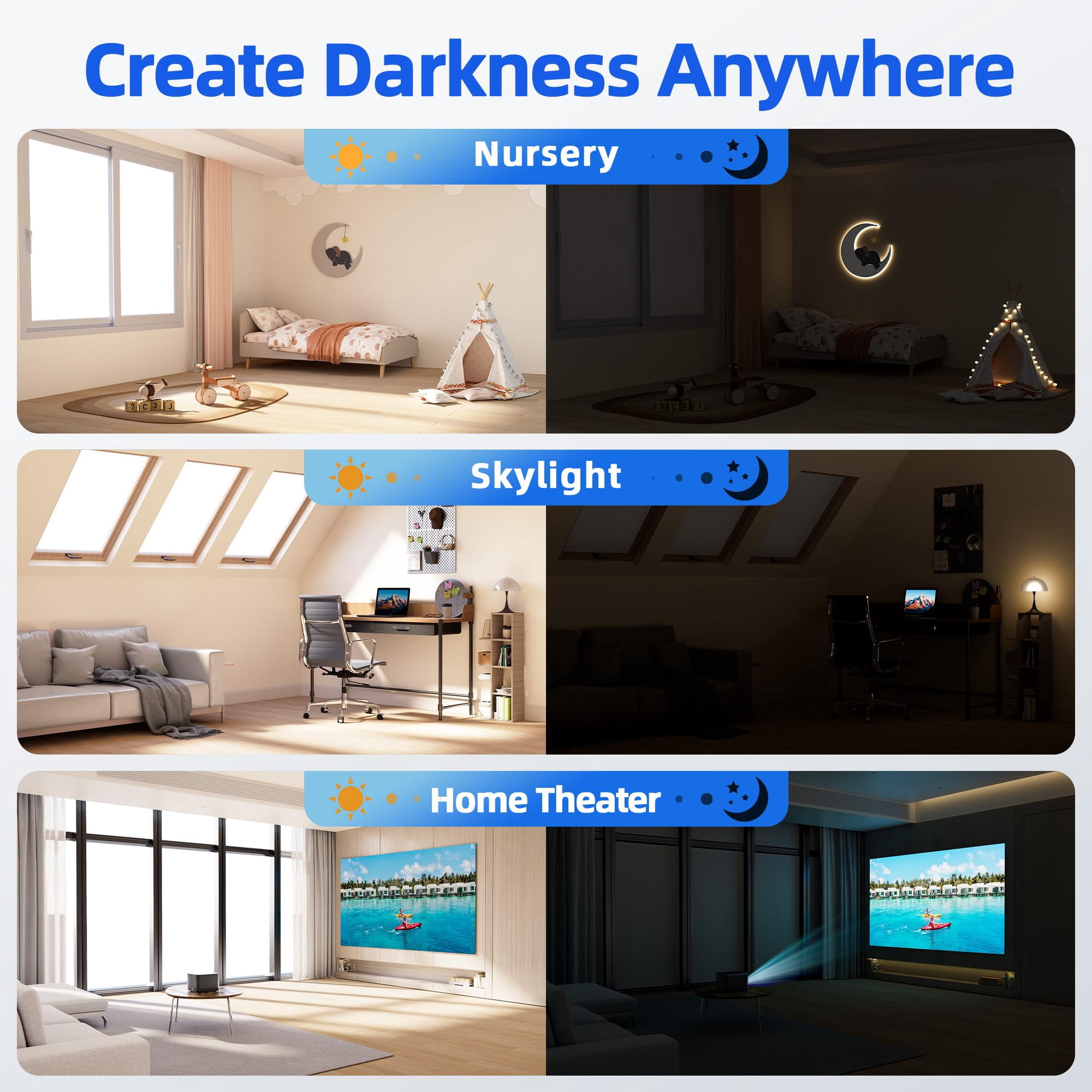 Magnetic Blackout Window Cover with Strong Magnets – 45" x 58" Portable Blackout Curtains for Bedroom, No Drill Black Out Blinds & Temporary Black Out Shades for Windows Film RV Travel Skylight