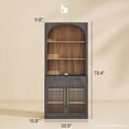 thumbnail image 2 of BELLEZE Glass Display Curio Cabinet, 72" Tall Modern Wood 6-Tier Shelf Storage with Sturdy Aluminum Handle, Bookshelf Bookcase for Office, Living Room, Ebony, 2 of 7