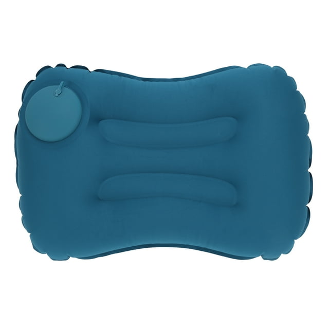 Almohada de Camping Inflable de 1 Pc con Acción de Bomba Azul Pavo Real Seda de Leche