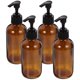 thumbnail image 3 of FELTECHELECTR Botellas vacías de vidrio de 250 ml para loción, emulsión, champú, gel de ducha, bomba, portátil, de viaje, para uso doméstico y hotelero (marrón claro), 4 unidades., 3 of 6