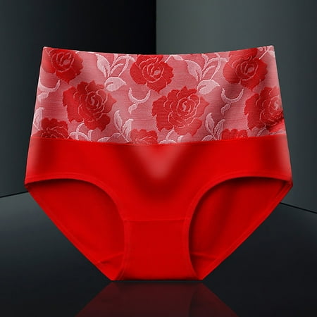 Pavied Cotton Underwear Tummy Control Underwear High Waist Leak Proof Panties Leak Proof Underwear For Women Briefs Plus Size High Waisted Underwear Panties for Women Red 1 4XL
