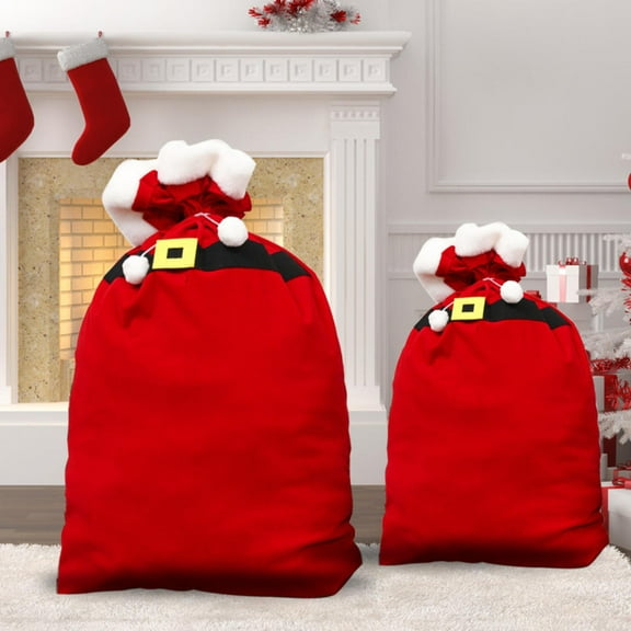 Christmas Velvet Santa Bags 20 X 30 Inch Large Santa Gift Sack With Drawstring Christmas Gift Presents Bags For Xmas Present Toy