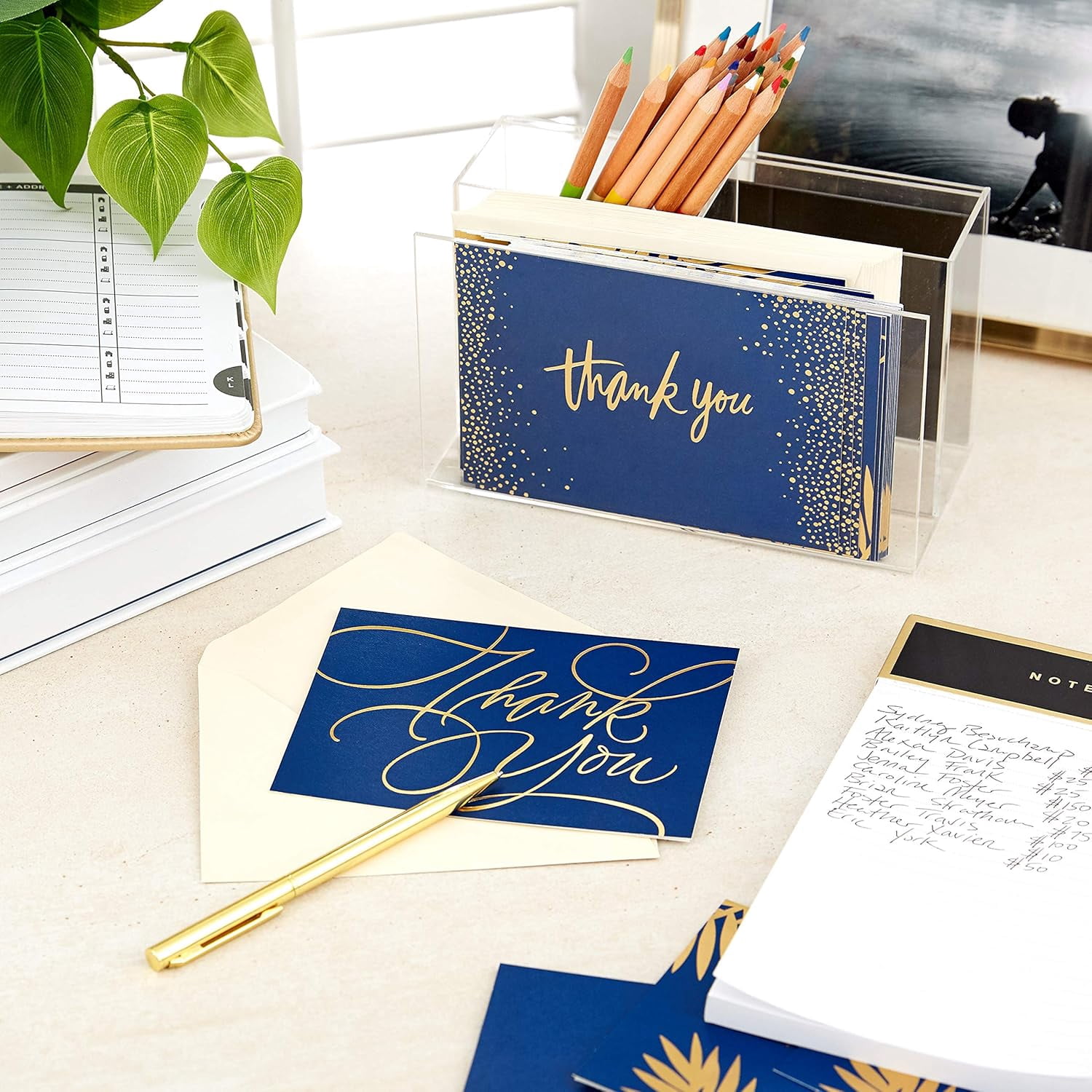 120pcs Thank You Cards Assortment, Gold and Navy, 120 Thank You Notes with Envelopes for Wedding, Bridal Shower, Business, Graduation