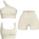 thumbnail image 1 of Traje de yoga de tres piezas para correr, fitness y deportes, con hilo sin costuras, de color sólido, sexy y hermoso, 1 of 4