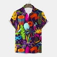 thumbnail image 5 of Bainana Men's Carnival Casual Shirts 3D Print Short Sleeve Lapel Collar Tops Comfortable Soft Men Mardi Gras Button Down T-Shirt Pink Size Xxxl, 5 of 5